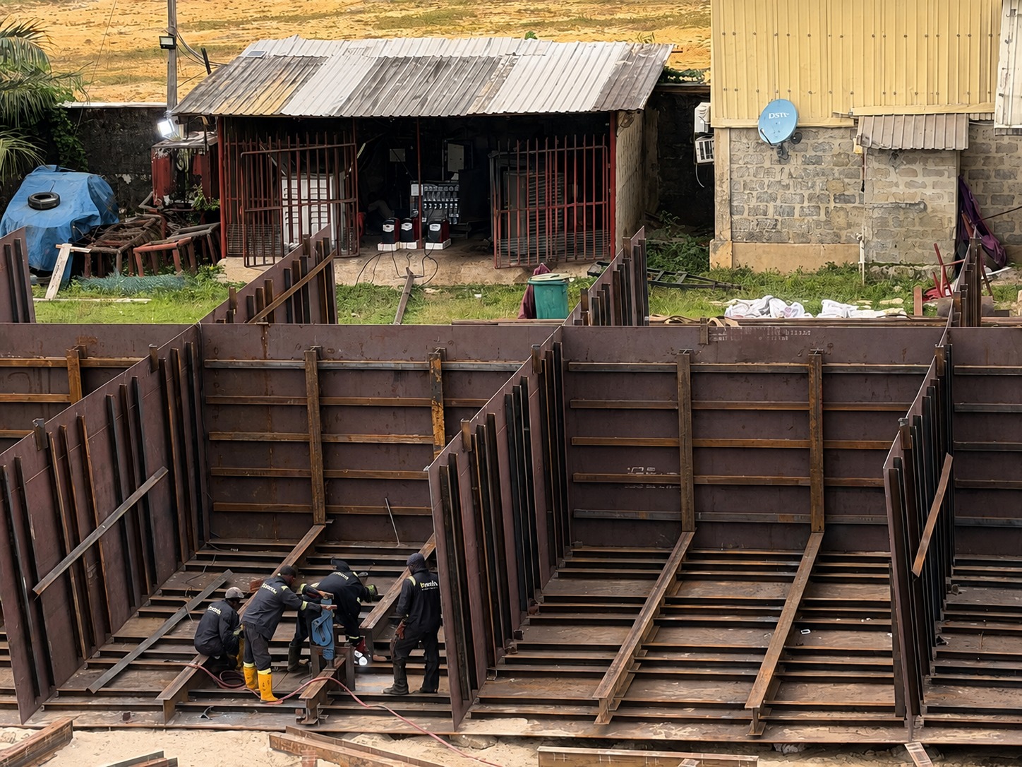 Steel structural fabrication in progress at a Kortch project site